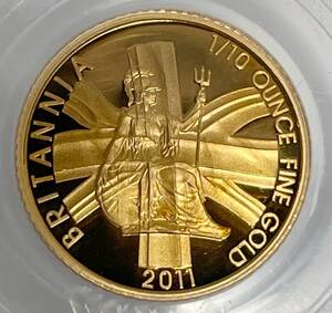 【 最高鑑定 】First Strike 2011年 ブリタニア イギリス PCGS PR70 DCAM 10ポンド 金貨 アンティークコイン ファーストストライク