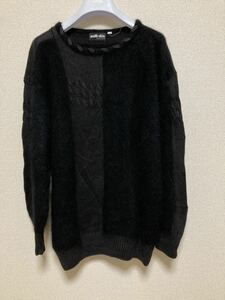 ヨーロッパ古着 pulli-chic デザインニットセーター 40 黒 ブラック　アンゴラ ウールセーター /ドイツ