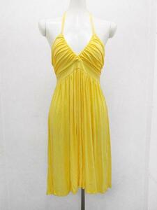 Lani 3連紐ホルターネックワンピース 黄イエロー レディースS / ラニー女性スカート
