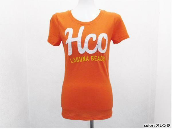 Hollister HCO貼付け半袖Tシャツ 橙オレンジ レディースM / USホリスターTee女性
