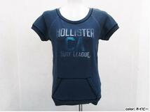 Hollister ロゴプリントスウェット半袖Tシャツ 紺色ネイビー レディースS / USホリスターTee女性トレーナー_画像1
