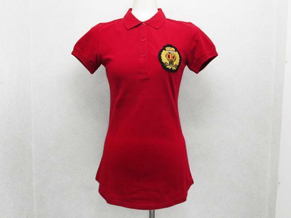 EdHardy エンブレム半袖ポロシャツ 赤レッド レディースS / USエドハーディー女性タトゥーTeeエド・ハーディー