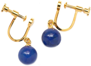  natural gem lapis*lazli(8mm circle sphere ) earrings 