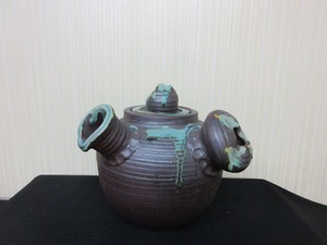  Shigaraki . green . large small teapot large small teapot earthenware teapot decoration thing ornament 