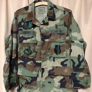 USED 90's US AIR FORCE FATIGUE JACKET WOODLAND CAMO X-SMALL X-SHORT 中古米軍実物 BDU カモジャケット 実寸XS～Sぐらい 送料無料