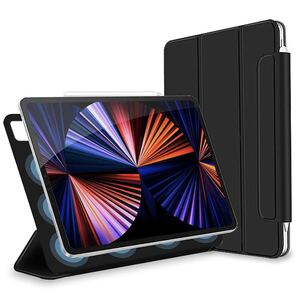 ipad pro 12.9 ケース 第五世代 2021年モデル 三つ折り オートスリープ 磁気吸着 Apple Pencil対応 ワイヤレス充電可 留め具付き