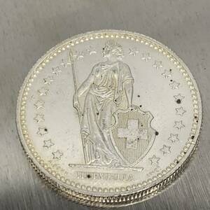 wx160スイス記念メダル 入手困難1974年 2フラン ニッケル幣　盾の女神 小型外国硬貨 貿易銀 海外古銭 コレクションコイン 貨幣 重さ約9.86g