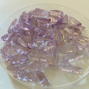 天然石 ③ 楕円形 穴開 パーツ ラベンダー アメジスト ビーズ 約50g 約2cm Lavender amethyst gemstone ハンドメイド アクセサリー 手作り