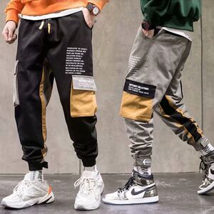 テーパードパンツ カーゴパンツ ボトムス ワークパンツ ラインパンツ パンツ ジョガーパンツ ストリート 韓国系 M L