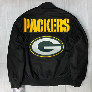 USA正規品 【L】 NFL公式 JHデザイン Packers グリーンベイ パッカーズ Throwback 黒 リバーシブル スタジアムジャンパー アメフト