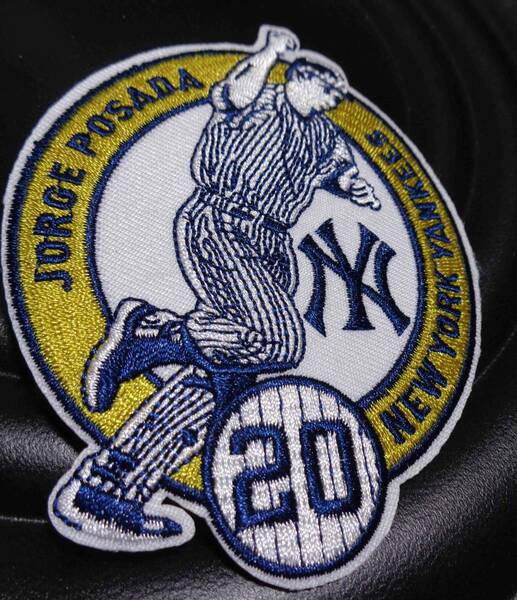 紺金◆新品MLB　ニューヨーク・ヤンキースNew York Yankeesホルヘ・ポサダJorge Posada ＃２０野球ベースボール 刺繍ワッペン （パッチ）