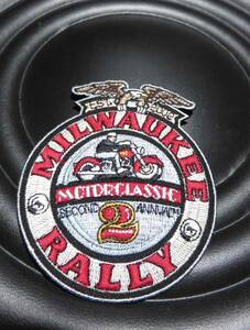 #2USA◆新品アメリカ　ミルウォーキー・ラリーMilwaukee Rally刺繍ワッペン◆バイク二輪車　オートバイ　モータサイクル　ハーレー■激シブ