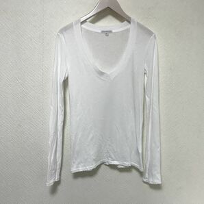 本物ジェームスパースJAMESPERSEトゥモローランドコットンVネック長袖ロングTシャツインナースーツビジネスメンズトラベルアメリカ製白1S