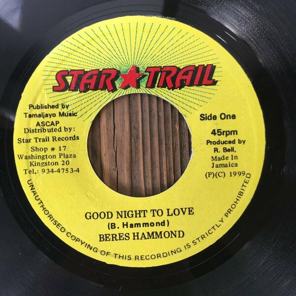 ★送料込み/1999/BLESSING riddim/Jamaican Lovers Rock/Sweet/Mellow【Beres Hammond - Good Night To Love】7inch Star Trail JA