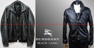 極美品 BURBERRY BLACK LABEL 限定 シャドー チェック柄 トラック ジャケット L レザー パイピング 3 ダウン バーバリー ブラックレーベル