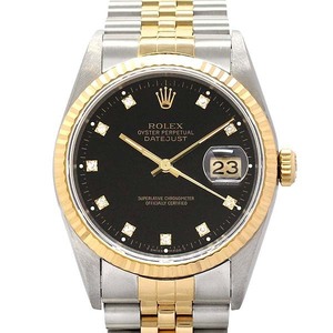 美品【ROLEX】 デイトジャスト 16233G 黒文字盤ダイヤ10P メンズ S番 ロレックス