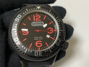  Outdoor Products OUTDOOR PRODUCTS round analogue oversize wristwatch ODP2001-5RD exhibition unused goods 