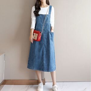 デニムジャンバースカート ワンピース ゆったり