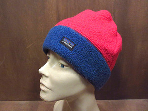  Vintage 90*s*Patagonia Kids two tone fleece cap size M*211113s6-k-ht 1990s Patagonia knitted cap Beanie outdoor Logo 