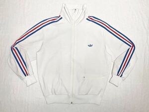 70sビンテージ adidas デサント ADA-06F 白×赤×青 トリコロール トラックトップ ジャージ ジャケット トレフォイルワッペン レアカラー