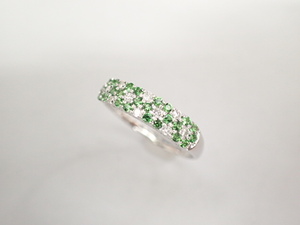 美品 K18WG グリーングロッシュラーガーネット計0.22ct リング 指輪