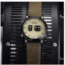E686:クォーツ 売れ筋 腕時計 ラグジュアリー ドラムローラー 防水 バンドウォッチ メンズ ミリタリー スポーツ ブラウン レザー 多機能_画像4