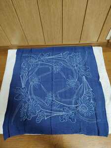  unused goods tradition industrial arts Indigo . crepe-de-chine furoshiki Japanese Traditional Indigo dye AIZEN AIZOME CHIRIMEN wrapping cloth approximately 62cm x approximately 65cm