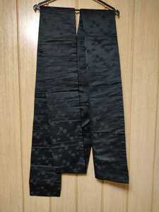 中古 昭和 レトロ 当時物 帯 黒 柄 木槌 袋 巻物 black obi belt for kimono 約337cm ｘ 約31cm シック 古布 リメイク