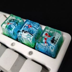 【新品未使用】artisan keycap 鯉 ブルーグリーンレジンキーキャップ