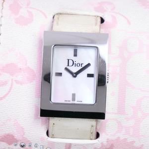 Dior クリスチャンディオール マリス D78-109 腕時計 SS×レザー 白 クオーツ レディース ホワイトシェル文字盤【57310348】中古品