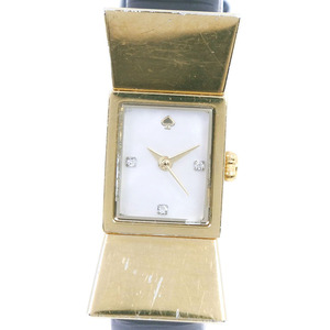 Kate Spade ケイトスペード 腕時計 SS×レザー ゴールド クオーツ アナログ表示 レディース ホワイトシェル文字盤【51150362】中古品