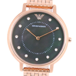 ARMANI Emporio * Armani серьги комплект AR-80043 наручные часы SS розовое золото кварц черный ракушка циферблат [55310352] б/у 