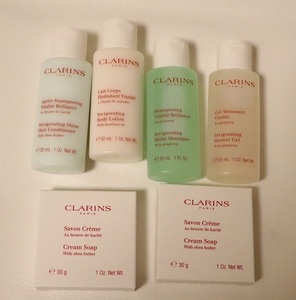 非売品 未使用★クラランス CLARINS セット★ボディソープ＆ボディローション＆ヘアシャンプー＆ヘアコンディショナー＆クリームソープ2個