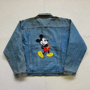 80's 90's Mickey Mouse ミッキーマウス 刺繍入り デニムジャケット ジージャン L