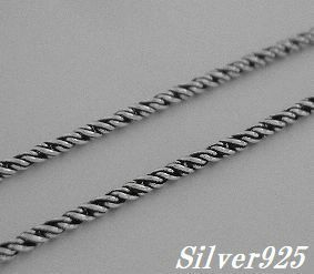 シルバー925銀のスパイラルロープ ネックレス チェーン細40cm/他サイズも有ります
