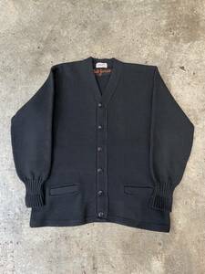  super-beauty goods! rare! black!USA made!40S 50S 60S letter do cardigan 2poke wool knitted (L about )230T