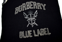 Y-2980★送料無料★美品★BURBERRY LONDON BLUE LABEL バーバリー★正規品 黒色 ロゴ刺繍 Vネック リネン ニット チルデン ベスト 38_画像4