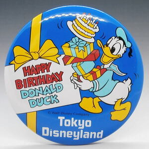 ディズニー　ドナルド　TDL缶バッジ　1986年9月6日ドナルド誕生日　東京ディズニーランド