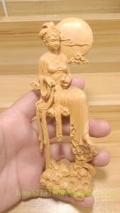 中国神話 女神像 月の神 仙女 嫦娥 木彫り