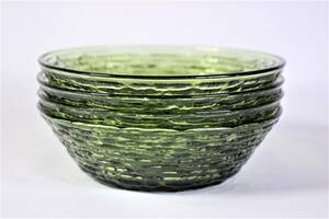 4 piece set! beautiful goods V anchor ho  King soreno avocado green salad bowl Fire King 