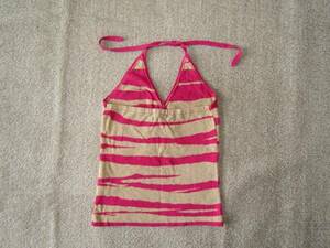  halter-neck camisole pink M made in Japan lady's [avu