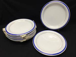  экспонирование не использовался товар 1* для бизнеса посуда YAMATOSHI мелкая тарелка 9 листов большая тарелка голубой линия 