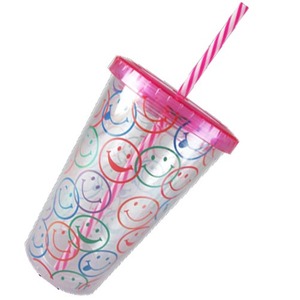  clear tumbler Smile straw point .(SMILE) american miscellaneous goods Ame .