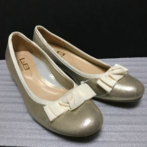 L&B CALLORIA лента туфли-лодочки платина Gold 23.5cm новый товар 