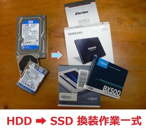 ハードディスク HDD を 1TB SSD (Samsung 870 QVO SATA 2.5インチ) に 換装作業一式 Windows/MacBook お返しの送料無料 （特・得）
