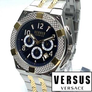 ★激レア 海外限定品 Versus Versace ヴェルサス ヴェルサーチ クロノグラフ メンズ 腕時計 イタリア クォーツ シルバー 高級品 新品即納