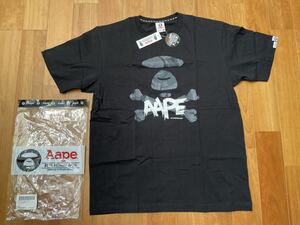 【未使用、タグ、袋付き】A BATHING APE アベイシングエイプ　Aape プリント　半袖Tシャツ　色:黒 ブラック size XXL