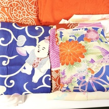 昭和レトロ 味わいの古布 着物 7枚セット 創作 ハンドメイド 生地 絹 刺繍 リメイク アンティーク ビンテージ 古き良き昭和ものです！ AAT_画像2