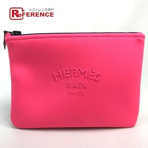 Bellos productos HERMES Hermes Neovan PM estuche para accesorios Estuche plano Poliamida / Elastano Goma de mascar rosa para damas Hermes, bolso, bolso, etc.