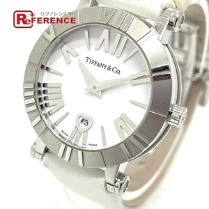 TIFFANY&Co. ティファニー Z1300 デイト アトラス クオーツ レディース腕時計 SS/革ベルト レディース シルバー×ホワイト
